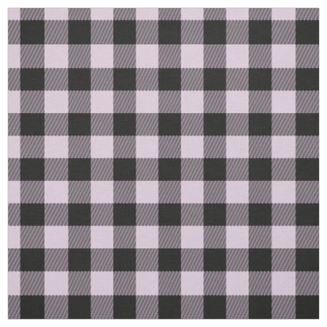 Black Pink Gingham Checks Tartan Squares Pattern Fabric (Swatch)