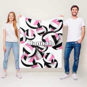 black pink girls volleyball sports room decor fleece blanket
