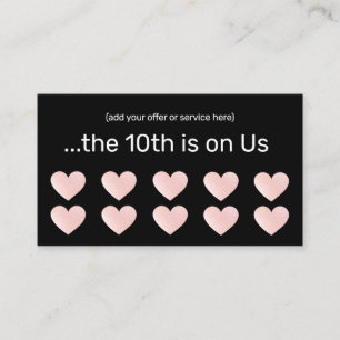 Black Pink Glitter 10 Punch Salon Customer Loyalty Card