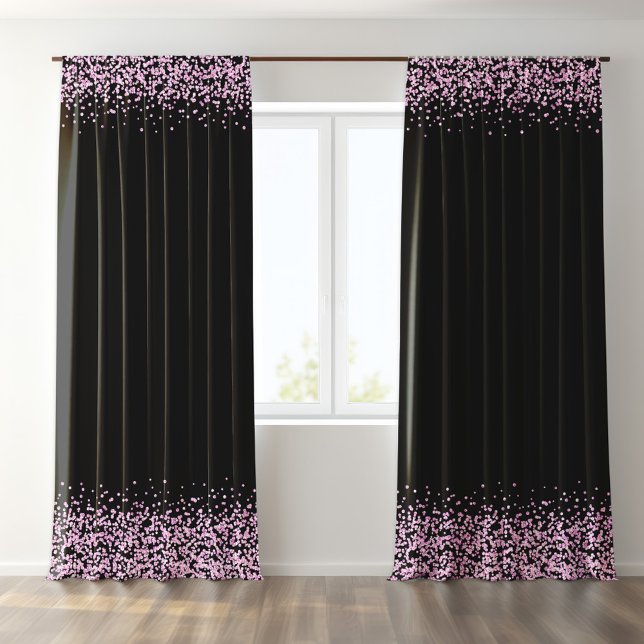 Black Pink Glitter Accent Blackout Curtains (Creator Uploaded)