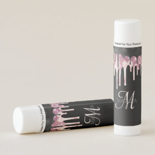 Black Pink Glitter Drips Monogram Dripping Lip Balm