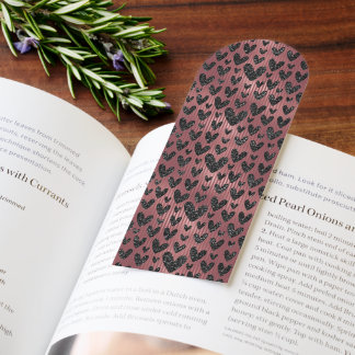 Black & Pink Glitter Hearts Valentines Bookmarks