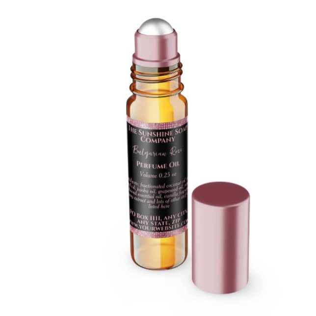 Black & Pink Glitter Perfume Roller Bottle label (Creator Uploaded)