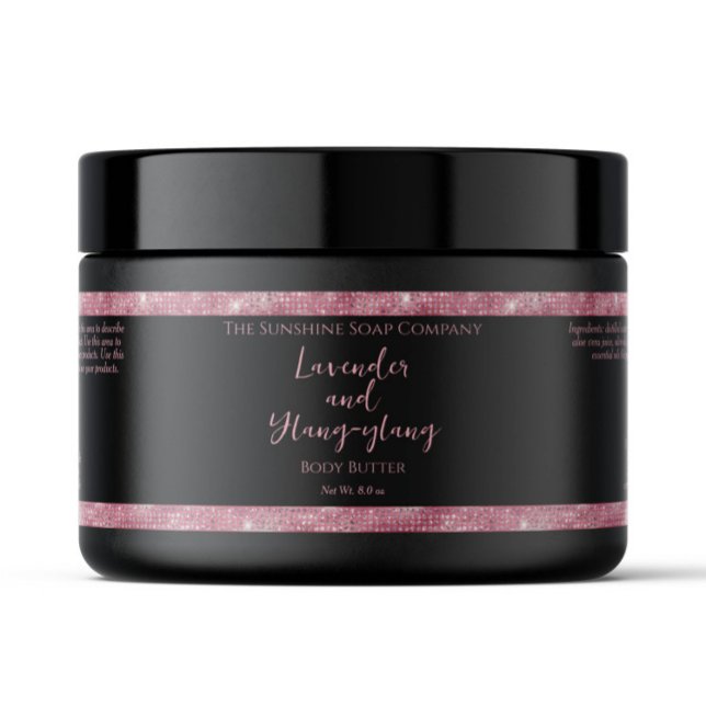 Black Pink Glitter Waterproof Cosmetics Jar Label (Creator Uploaded)