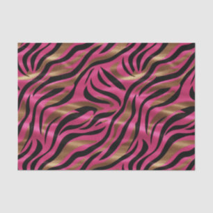 Black Pink Gold Zebra Stripes Animal Print Pattern Tissue Paper