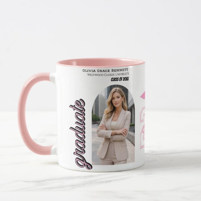 Black & Pink Graduation Coffee Mug 2026 Gift (Left)
