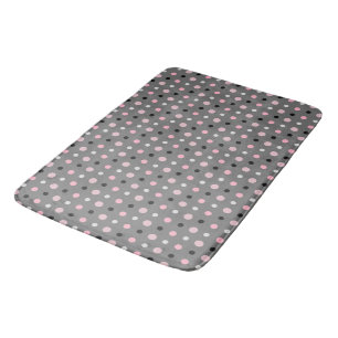 Black, pink, gray and white dots bath mat