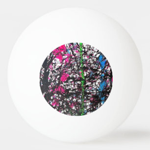 Black, Pink, Green, Blue Marble Artwork Ping Pong Ball