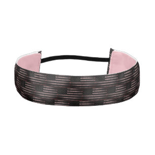 Black Pink Grunge Vintage American Flag Pattern Athletic Headband