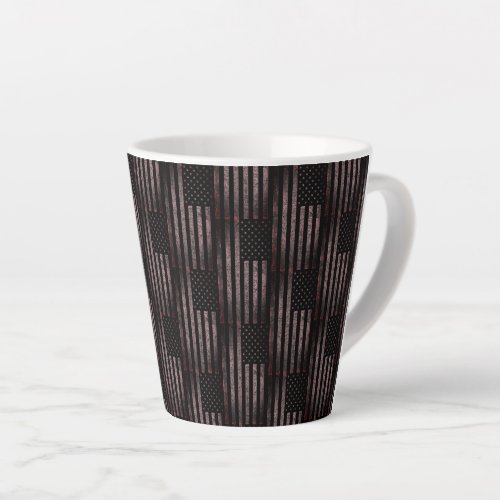 Black Pink Grunge Vintage American Flag Pattern Latte Mug