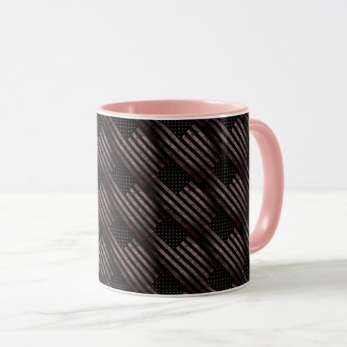 Black Pink Grunge Vintage American Flag Pattern Mug