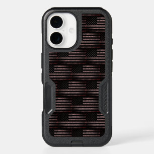 Black Pink Grunge Vintage American Flag Pattern iPhone 16 Case