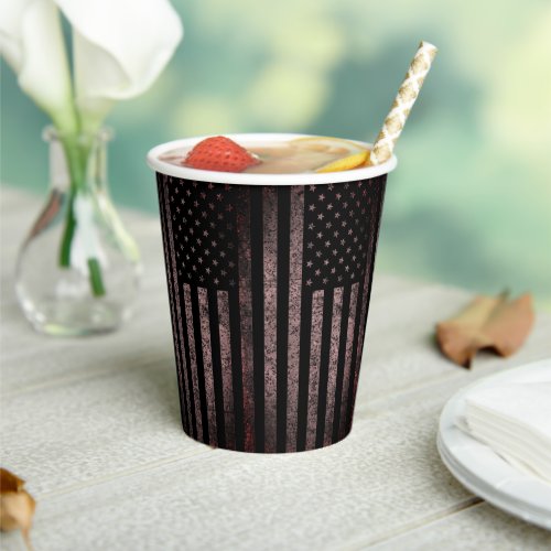 Black Pink Grunge Vintage American Flag Pattern Paper Cups