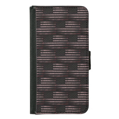 Black Pink Grunge Vintage American Flag Pattern Samsung Galaxy S5 Wallet Case
