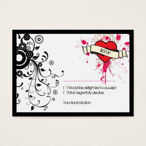 Customizable Rock and Roll Grungy Heart (Pink) RSVP Card Business Card Template