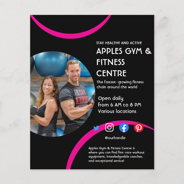Black & Pink Gym Personal Trainer Business  Flyer (Front)