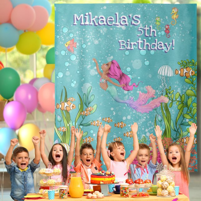 Black Pink Hair Mermaid Under the Sea Backdrop (Creator Uploaded)