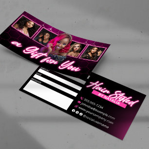 Black & Pink Hair Salon Photo Gift Certificate