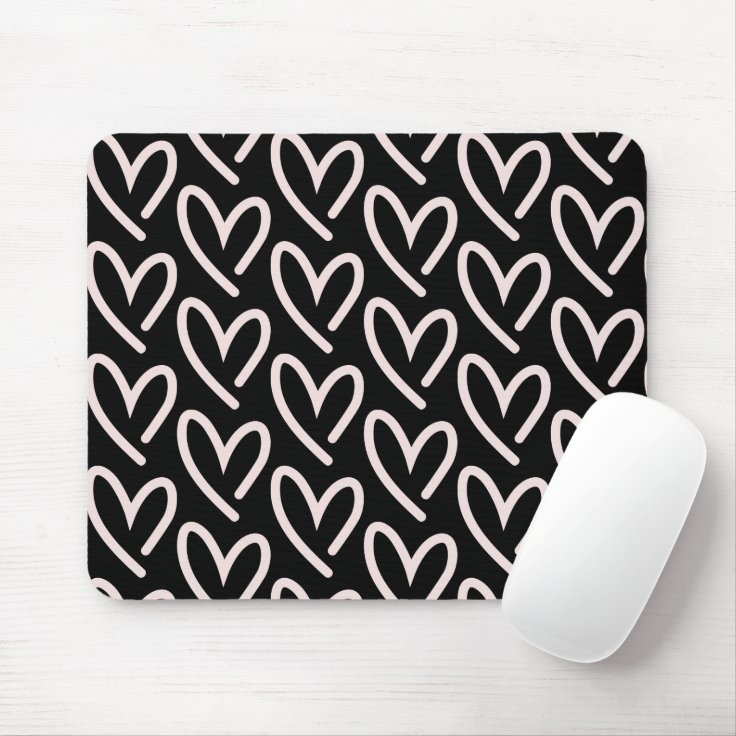 Black & Pink Heart Mouse Pad Zazzle