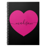 Black Pink Heart Name Love Diary Journal Secret at Zazzle