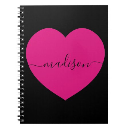 Black Pink Heart Name Love Diary Journal Secret