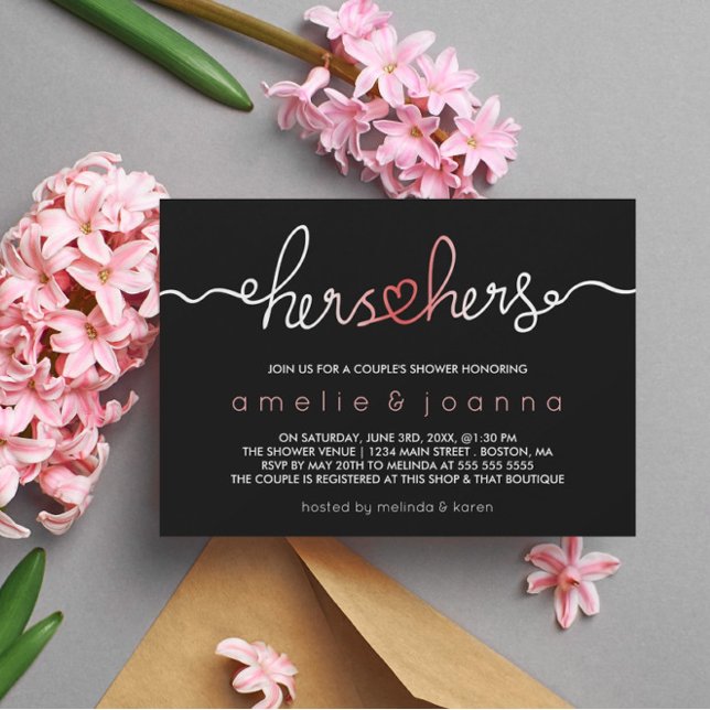 Black & Pink | Hers & Hers Couple's Shower Invitation (Creator Uploaded)