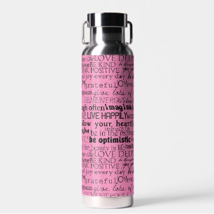 Black Pink Inspirational Words Insulated Water Bottle