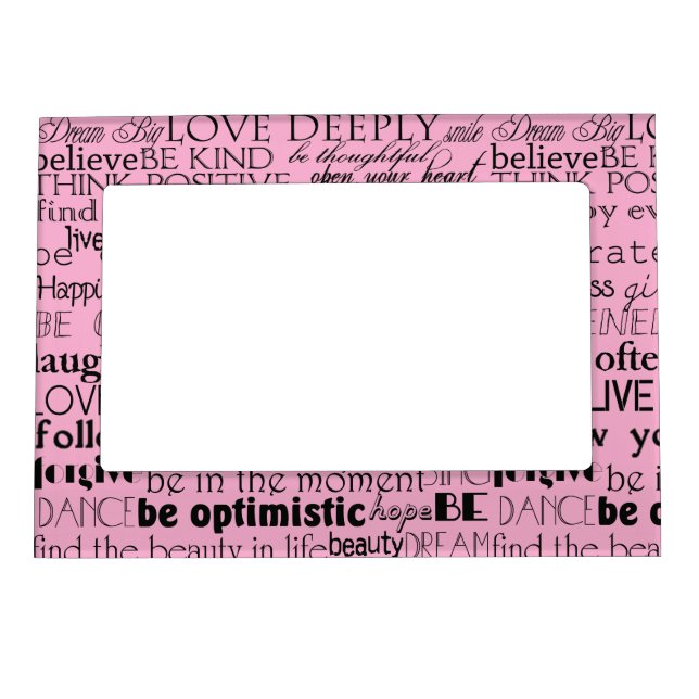 Black Pink Inspirational Words Magnetic Frame (Front)