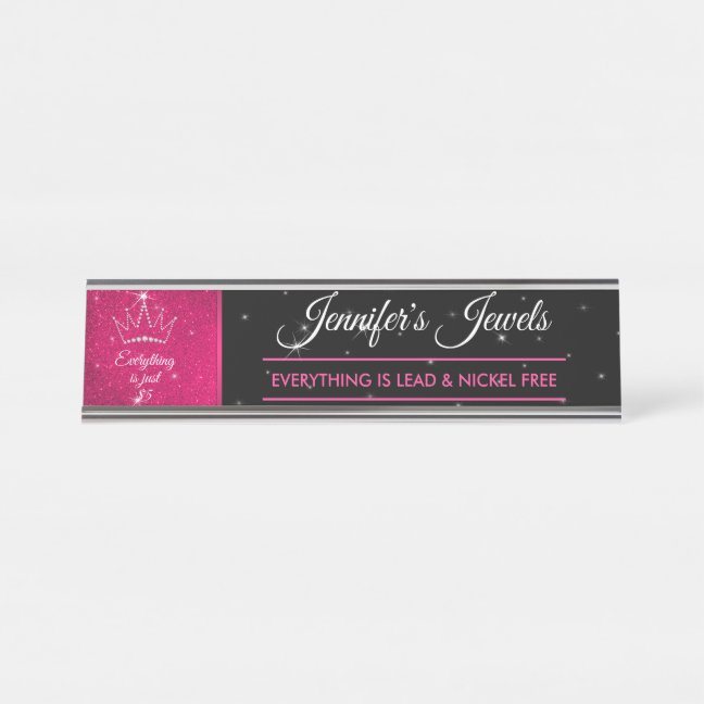 Black Pink Jewelry Consultant business Desk Name Plate
