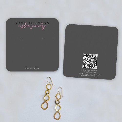 Black Pink Jewelry Holder Earring Display Script Square Business Card