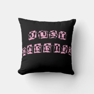 Black Pink Just Married Throw Pillow