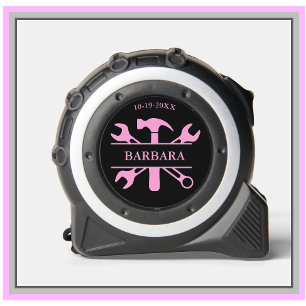 Black Pink Ladies Tool Set Name Date Tape Measure