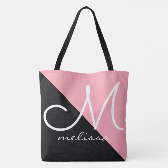 black and pink tote bag