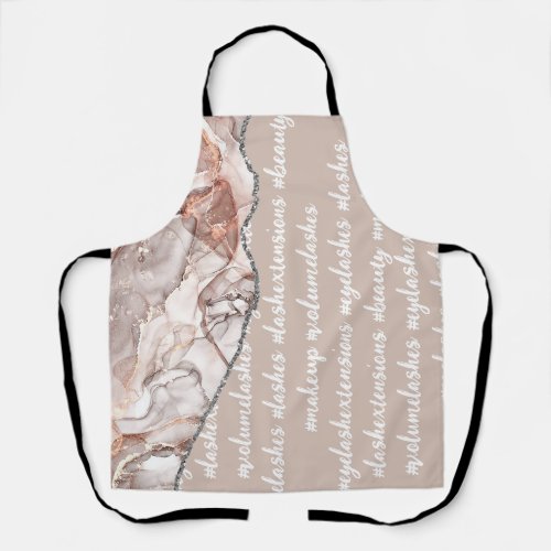 Black Pink Lashes Professional Marble Agate Glam  Apron