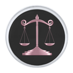 Black & Pink   Lawyer - Scales of Justice   Silver Finish Lapel Pin