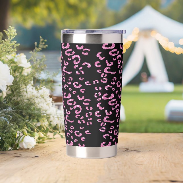 Black Pink Leopard Print Tumbler (Wedding)