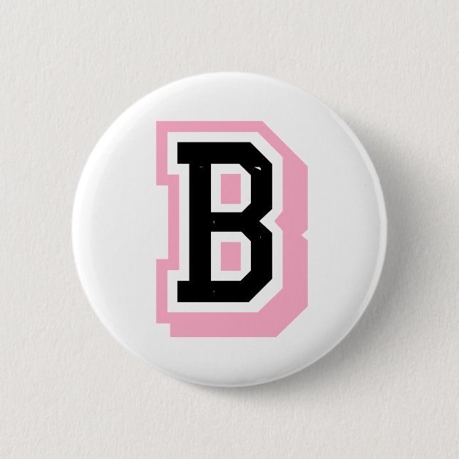black pink Letter B Pinback Button (Front)
