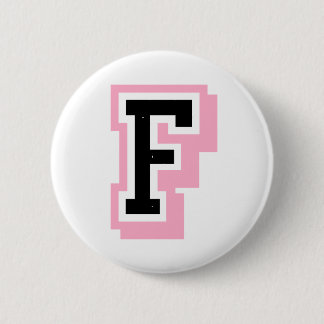 black pink Letter F Pinback Button