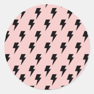 Black Pink Lightning Y2K Indie Bold Expression Classic Round Sticker