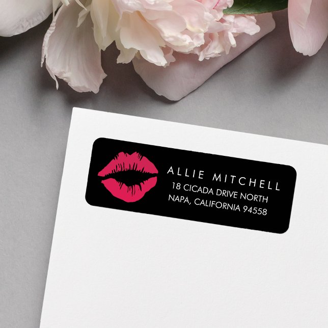 Black & Pink Lips Return Address Label (Creator Uploaded)