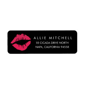 Black & Pink Lips Return Address Label