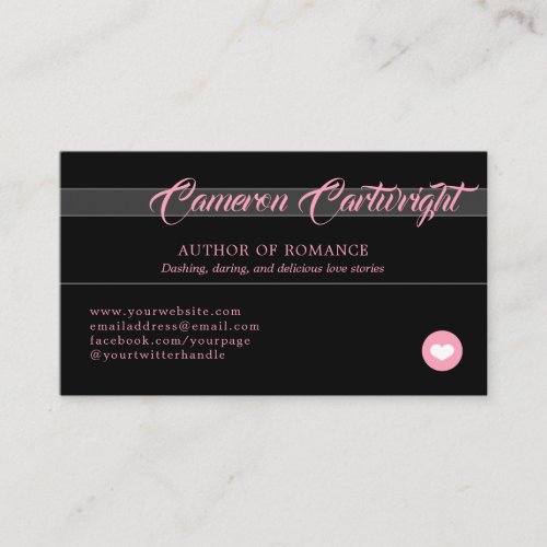 Black  Pink _ Little Heart _ Author Business Card