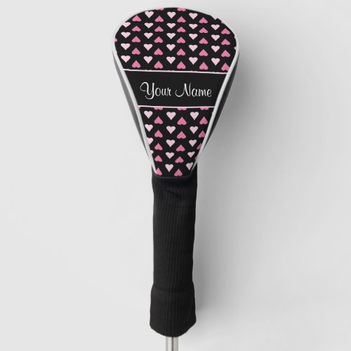 Black Pink Love Hearts Golf Head Cover