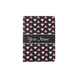 Black Pink Love Hearts Passport Holder