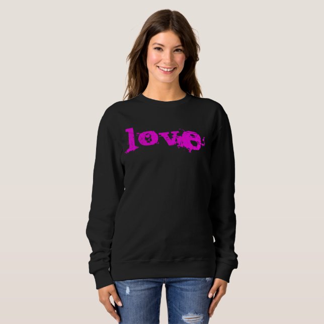 Black & Pink LOVE Sweatshirt For HER (Front Full)