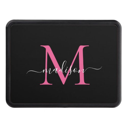 Black Pink Magenta Monogram Script Name Initial Hitch Cover