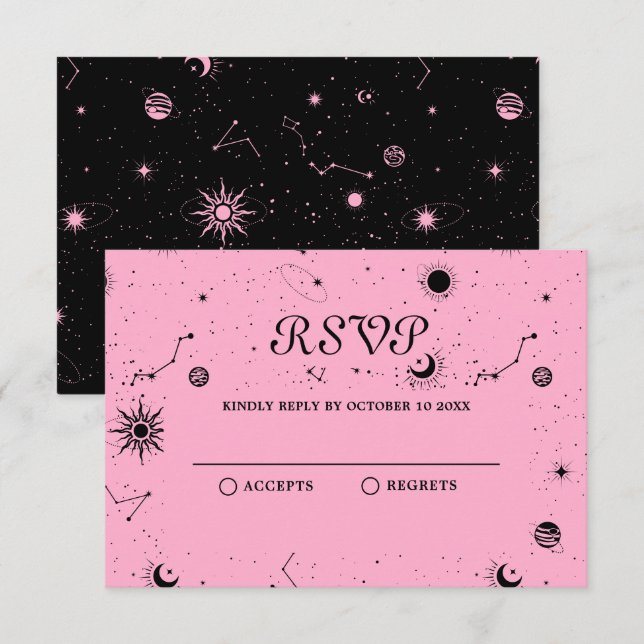 Black pink magic moon crystal ball  RSVP card (Front/Back)