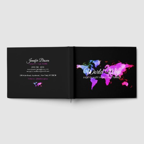 Black Pink Map Trip Globe Travel Agent Guest Book