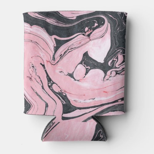 Black Pink Marble Abstract Art Can Cooler