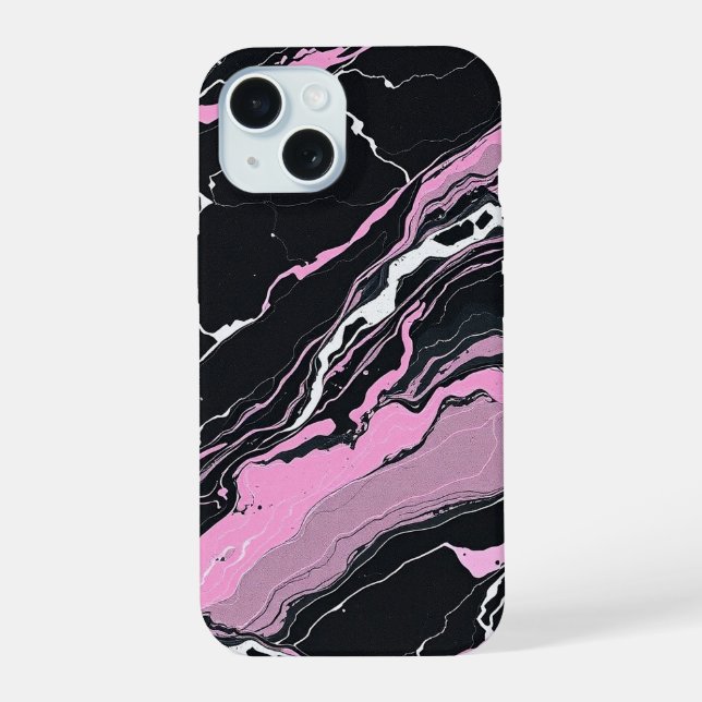Black & Pink Marble Iphone Case (Back)